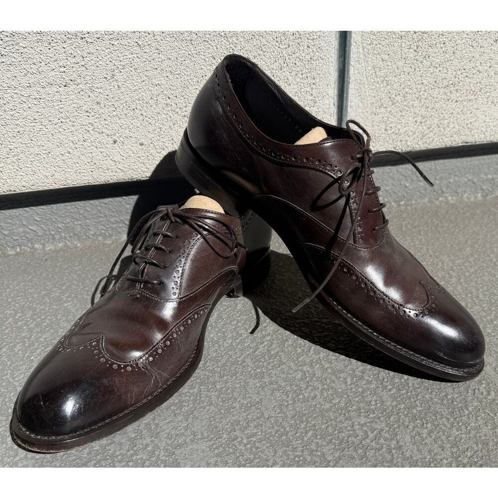 Hugo Boss Dark Brown Leather Wingtip Brogue Oxford Size 7 Italy